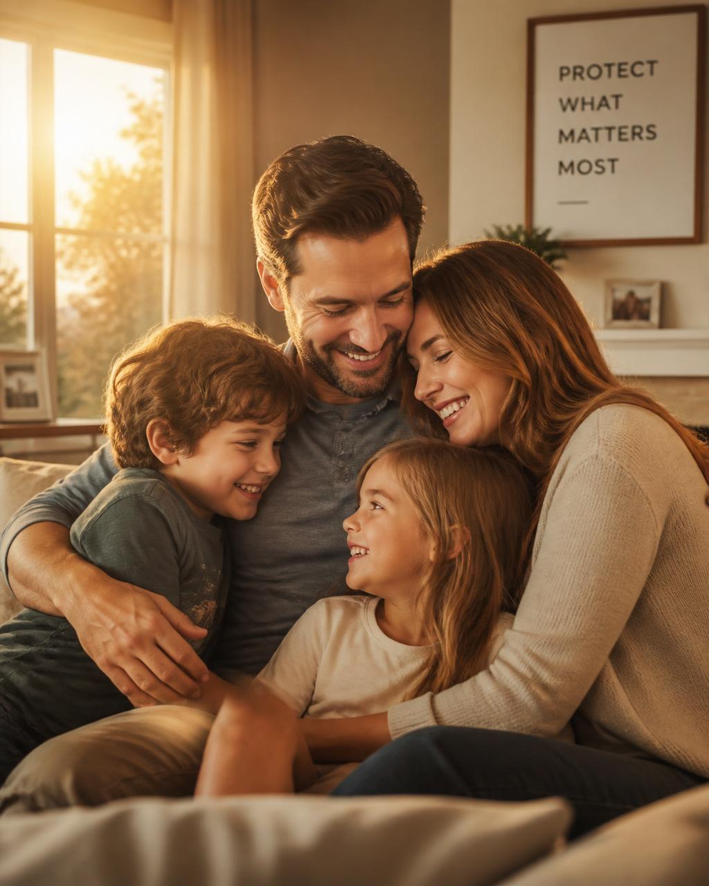 A family embracing at home